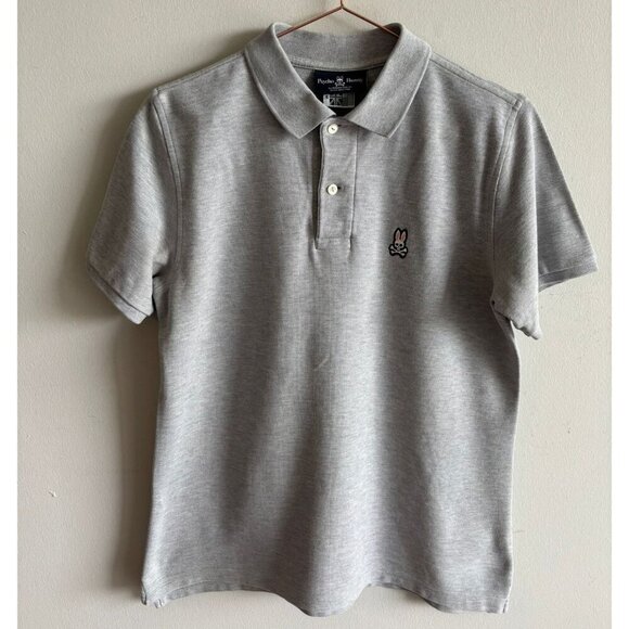 Psycho Bunny Mens Plain Collared Polo T Shirt Gray Size 4 - Picture 1 of 8